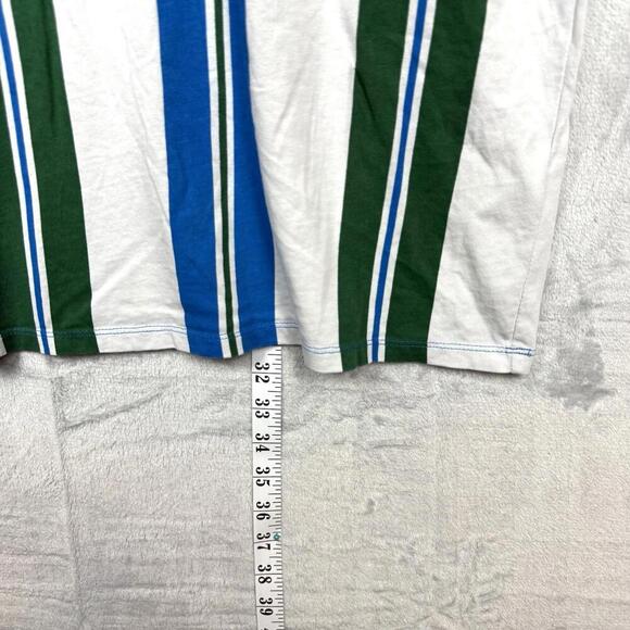 Y2K Guess Originals Striped T-Shirt Blue Green White Size L Embroidered Logo VTG - Picture 7 of 7